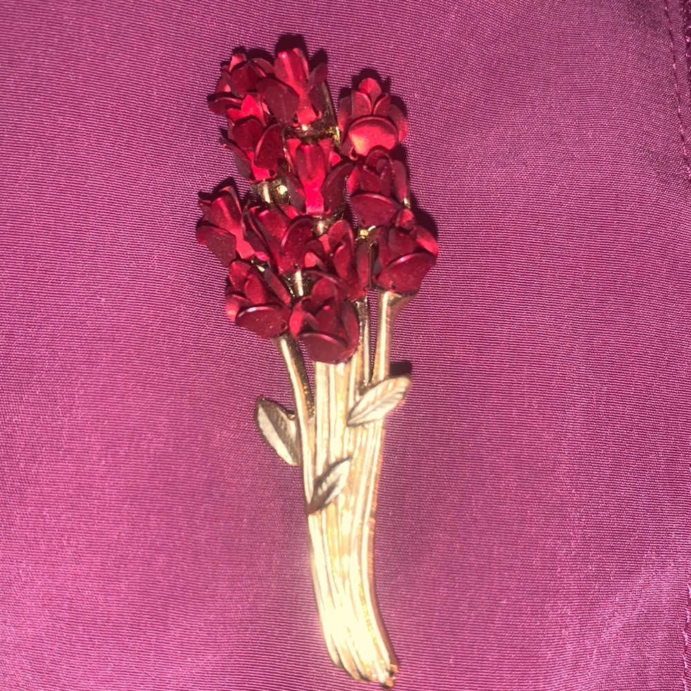 Vintage DOZEN LONG STEM ROSES Pin - Picture 2 of 6